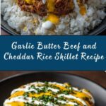 Garlic Butter Beef and Rice Skillet with Cheddar Parmesan Sauce Recipe