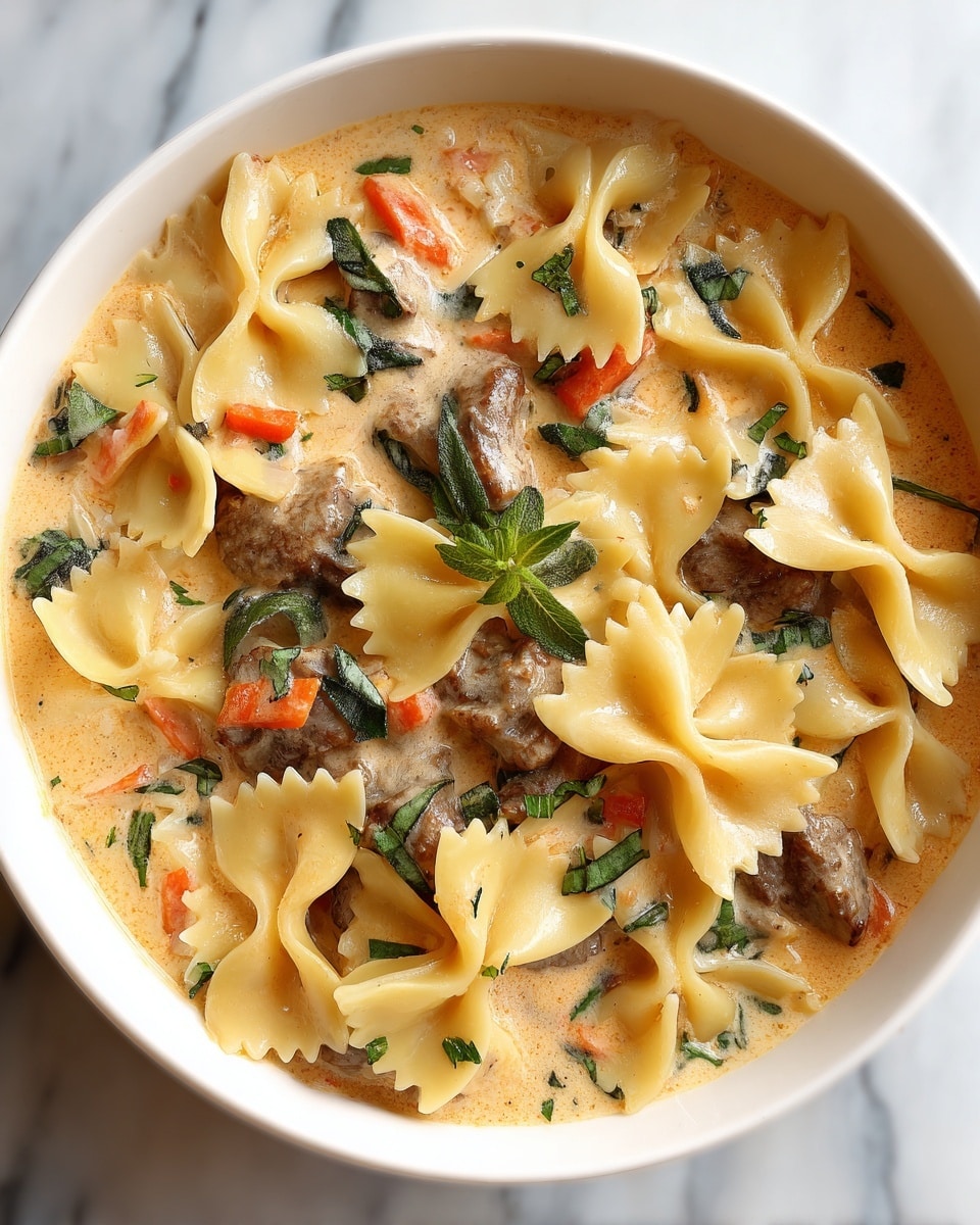 Creamy Beef and Bowtie Pasta Recipe - Recipe Image