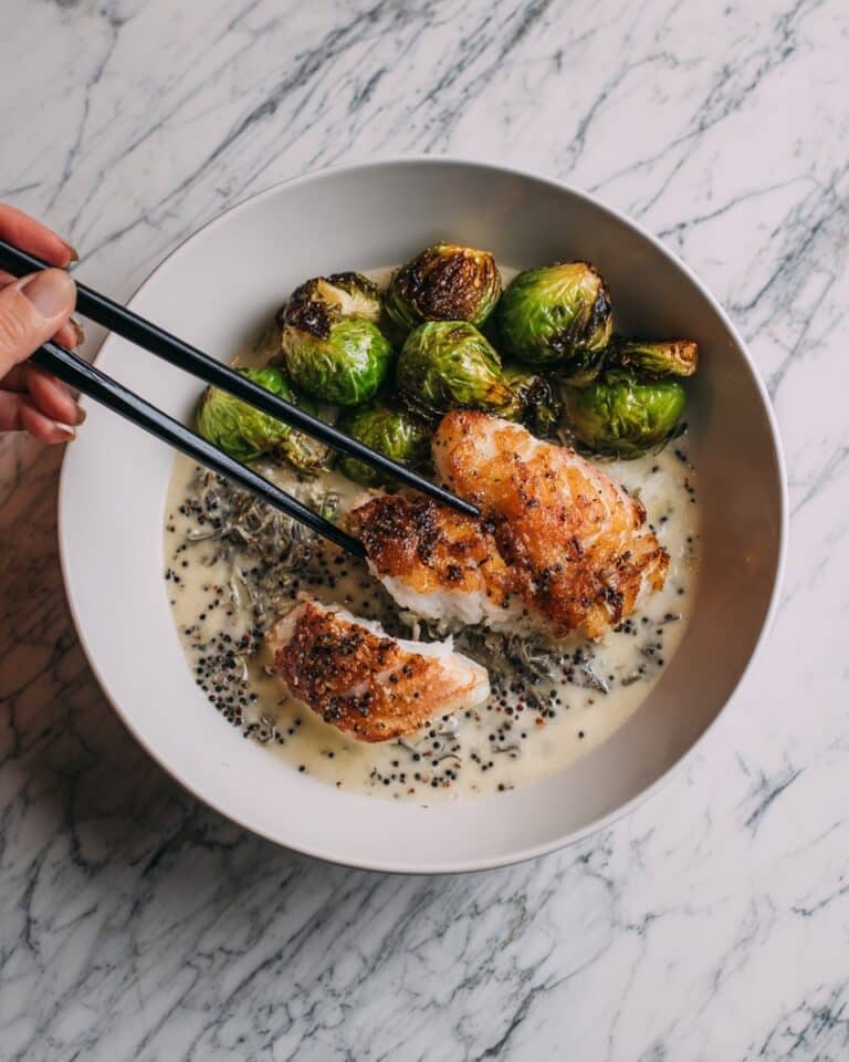Lemon Garlic Butter Cod Bowls with Roasted Brussels Sprouts Recipe