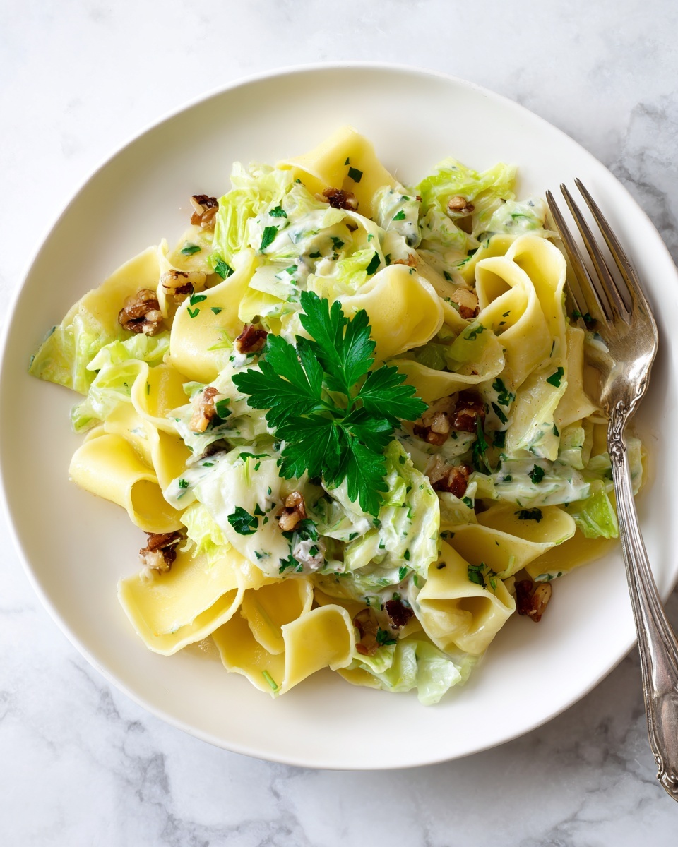Cabbage Walnut Pasta Recipe - Recipe Image