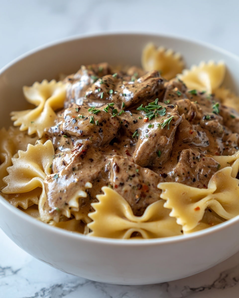Creamy Beef and Bowtie Pasta Recipe - Recipe Image