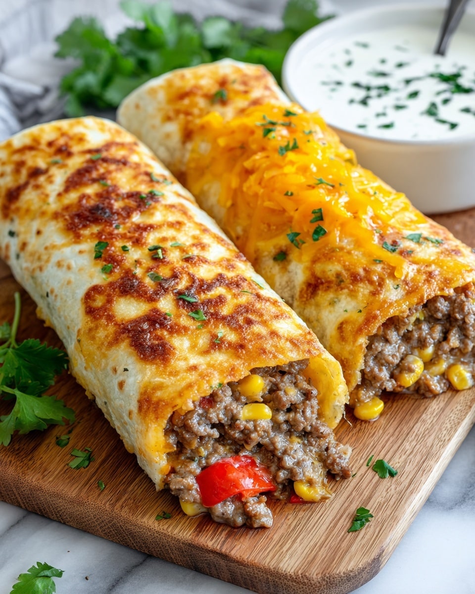 Beef and Cheese Chimichangas Recipe - Recipe Image
