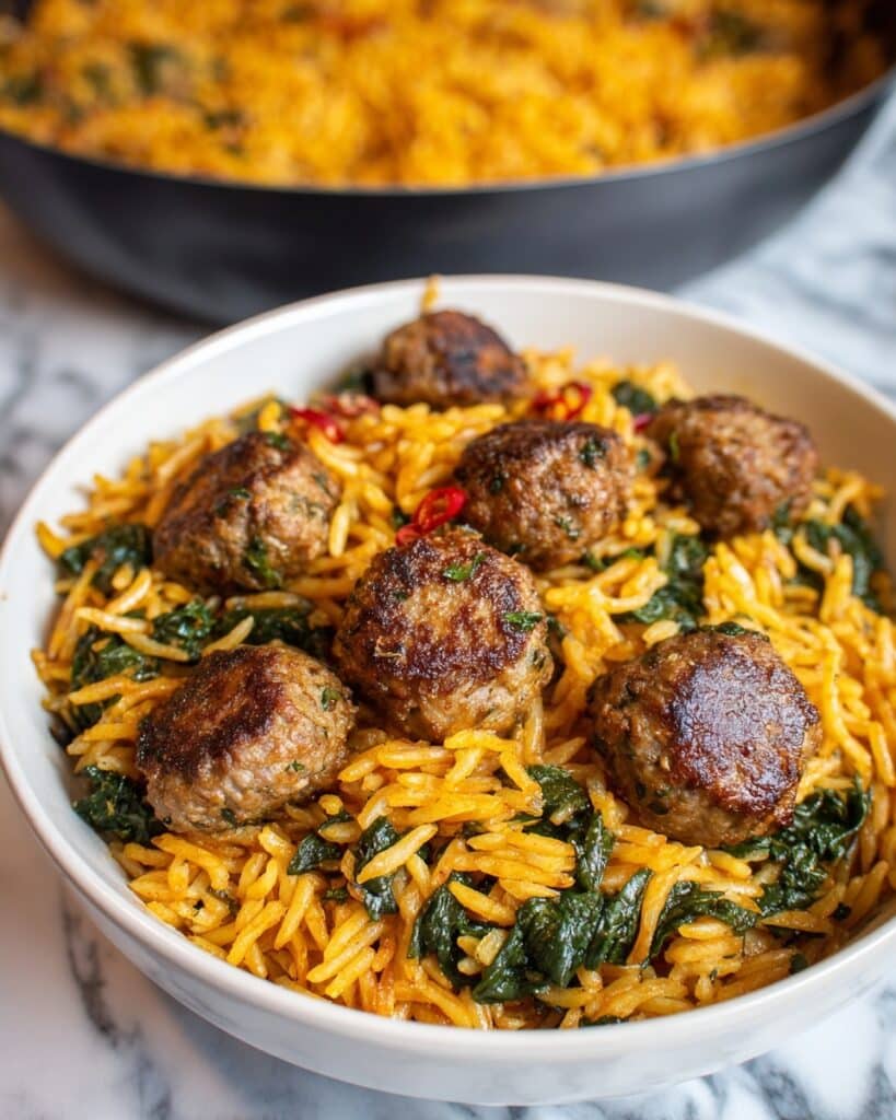 Chicken Meatballs with Risoni in Creamy Tomato Sauce Recipe