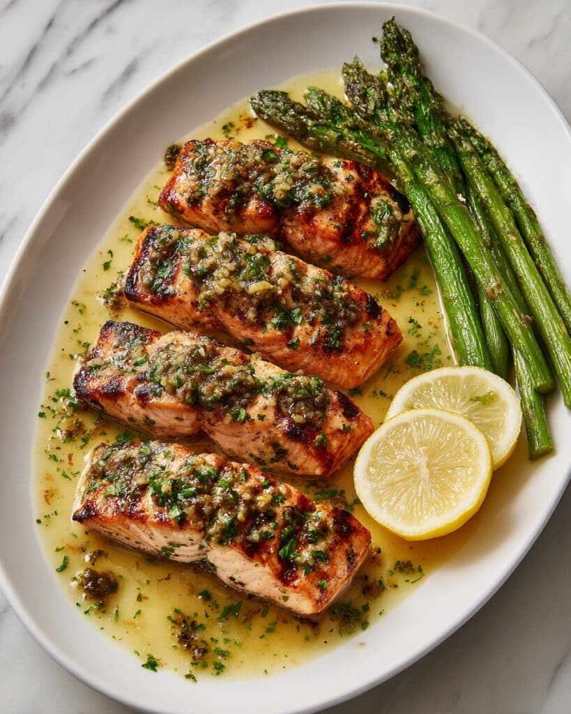 Salmon with Garlic Lemon Butter Sauce Recipe