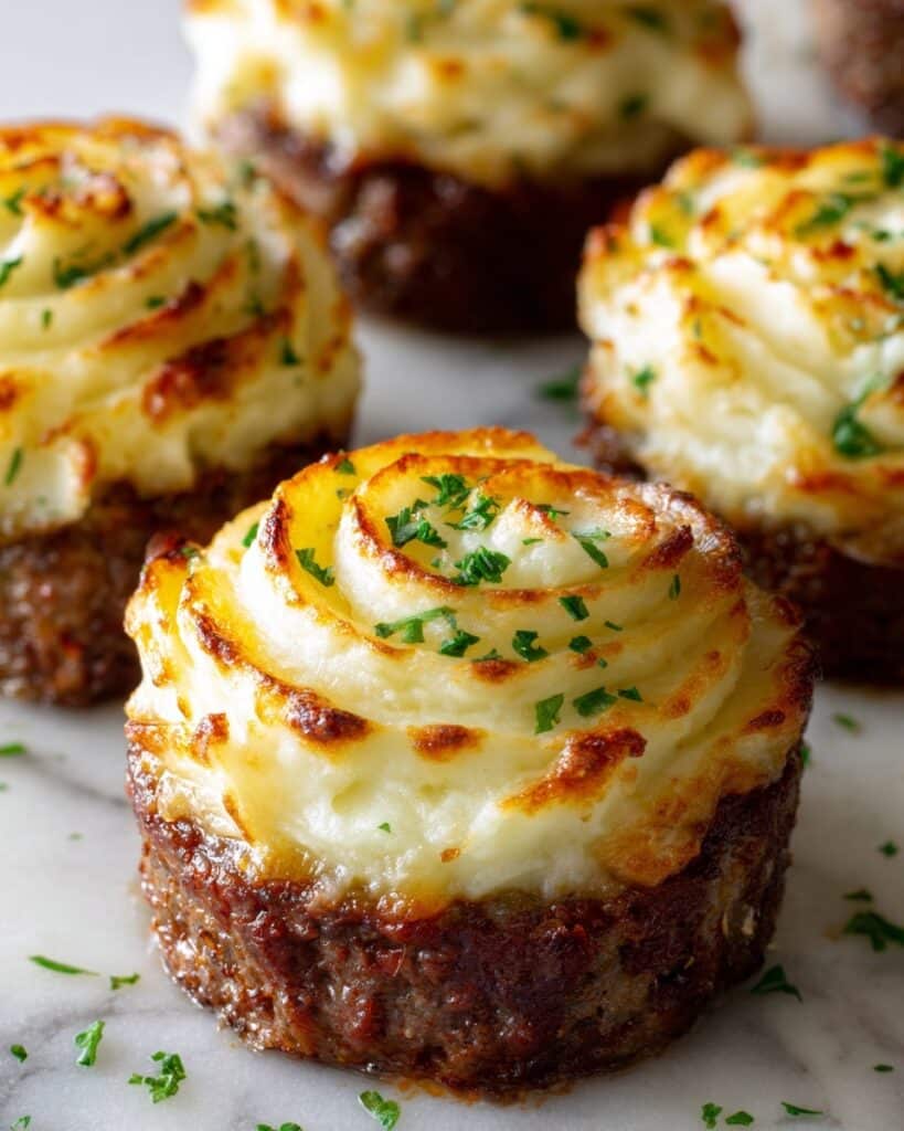 Meatloaf Cupcakes with Whipped Potato Topping Recipe