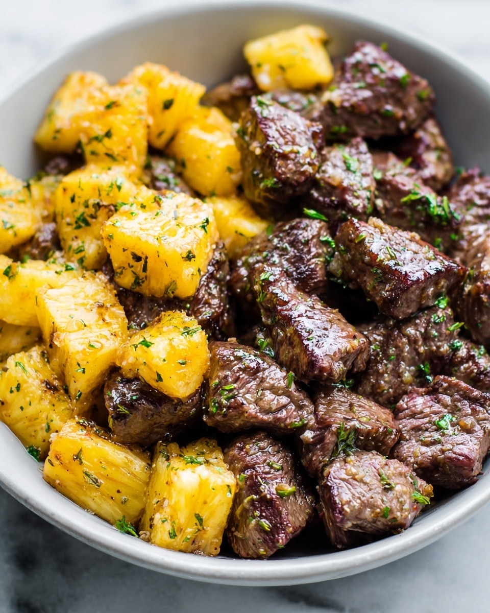 Air Fryer Garlic Butter Steak Bites and Potatoes Recipe - Recipe Image