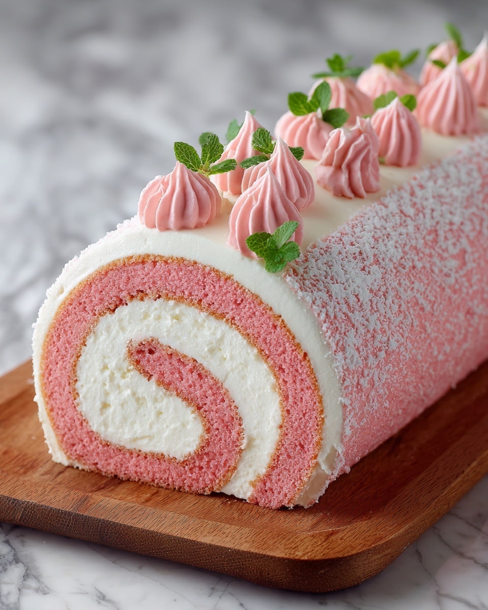 Pink Velvet Roll Cake Recipe - Recipe Image
