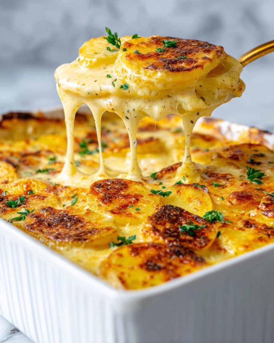Cheesy Scalloped Potatoes with Caramelized Onions Recipe - Recipe Image