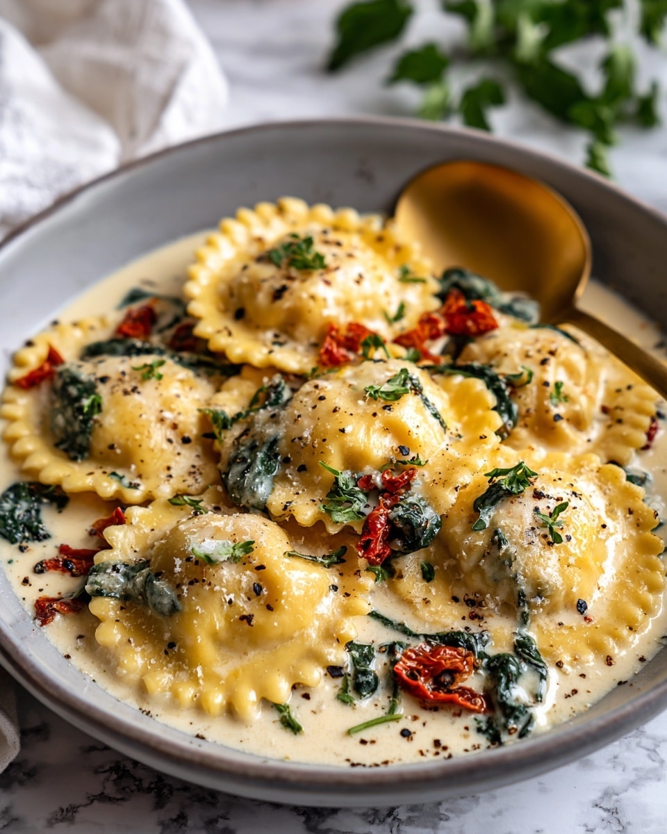 Creamy Tuscan Ravioli Recipe - Recipe Image