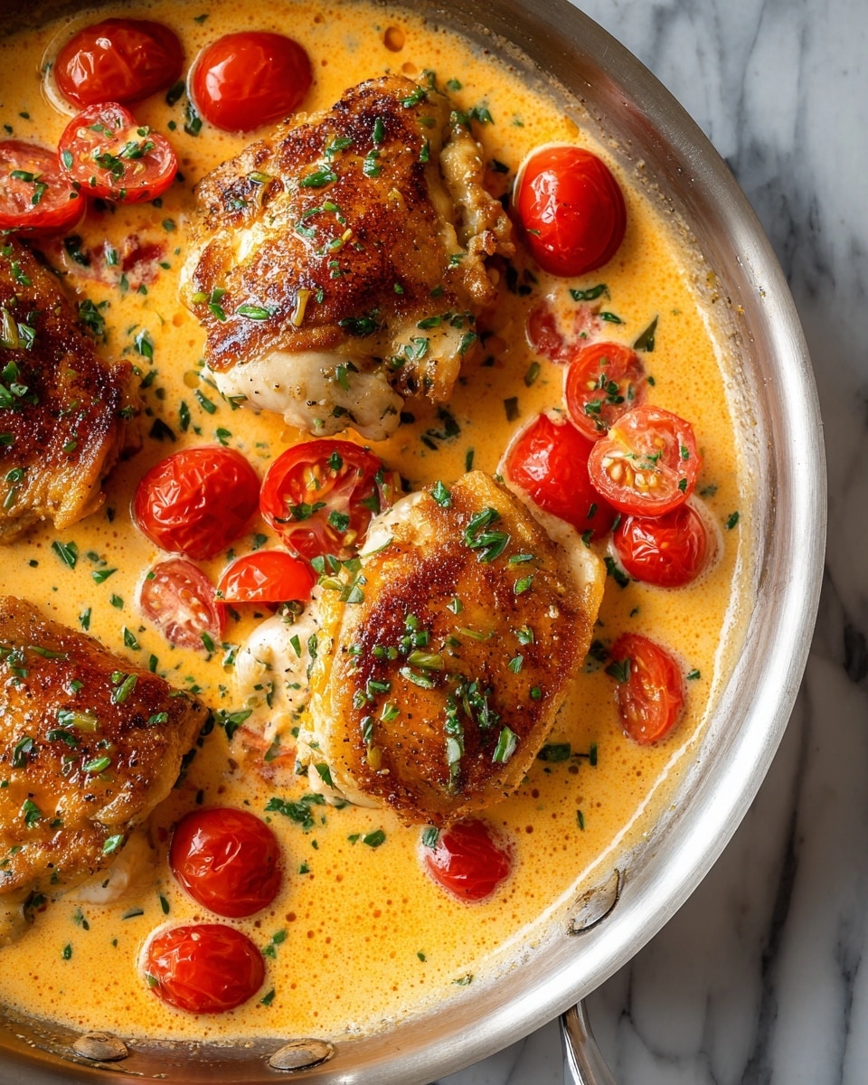 Creamy Pesto Chicken with Roasted Tomatoes Recipe - Recipe Image