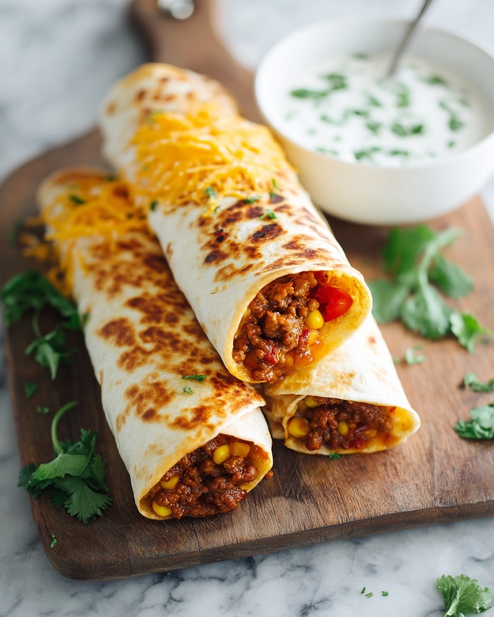 Beef and Cheese Chimichangas Recipe - Recipe Image