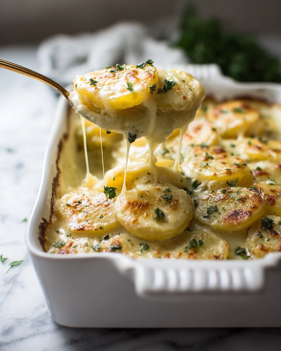 Cheesy Scalloped Potatoes with Caramelized Onions Recipe - Recipe Image