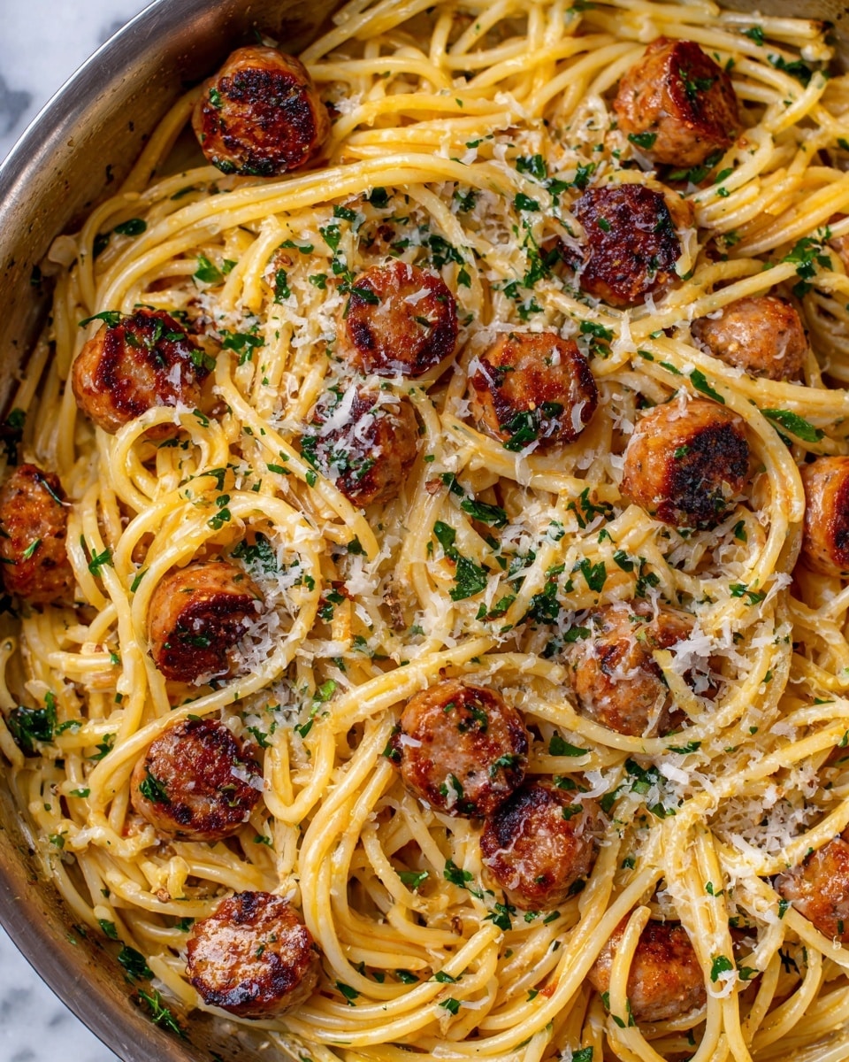 Sticky Honey Garlic Sausage Pasta Skillet Recipe - Recipe Image