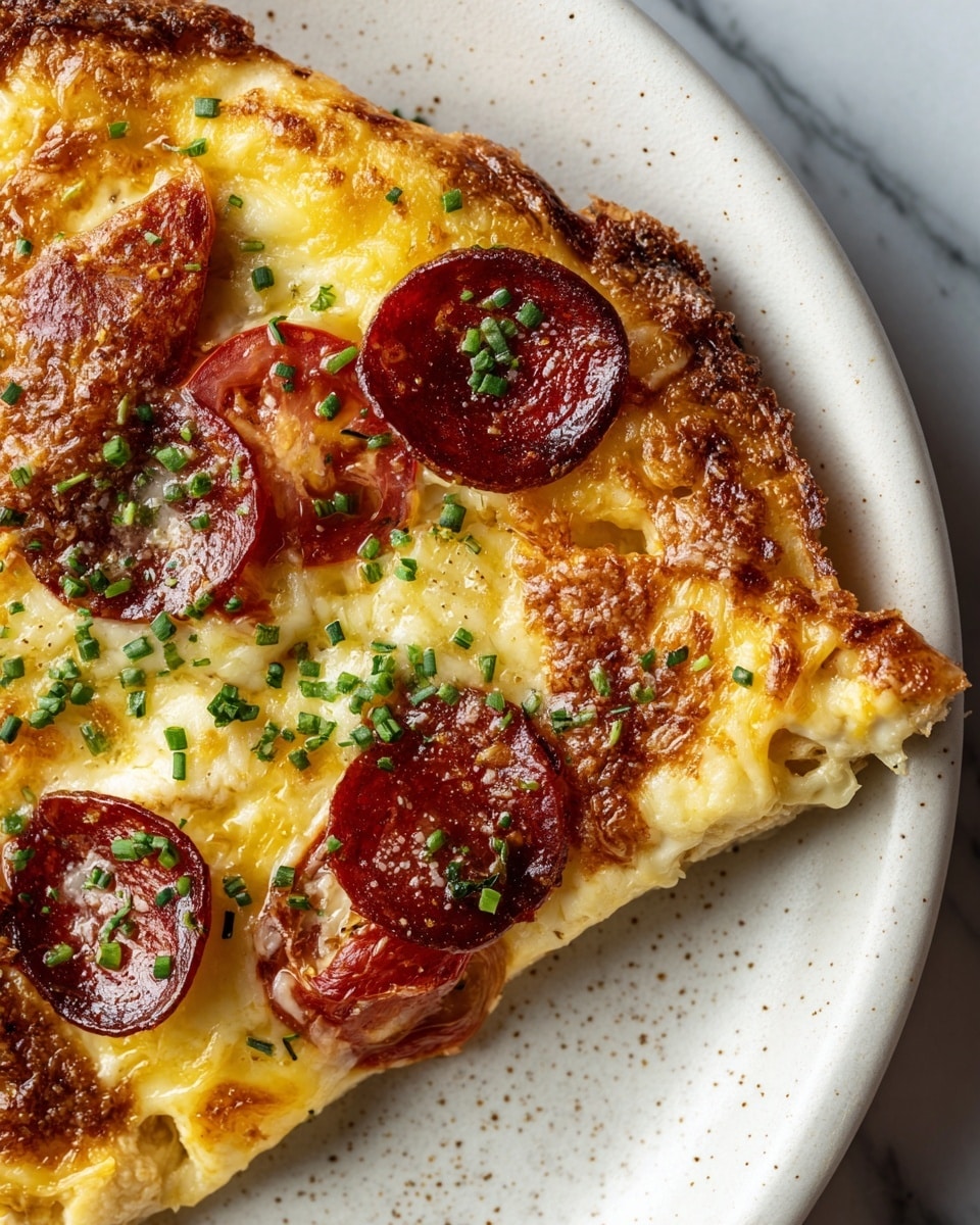 Cheesy Salami Chicken Hashbrown Omelette Recipe - Recipe Image