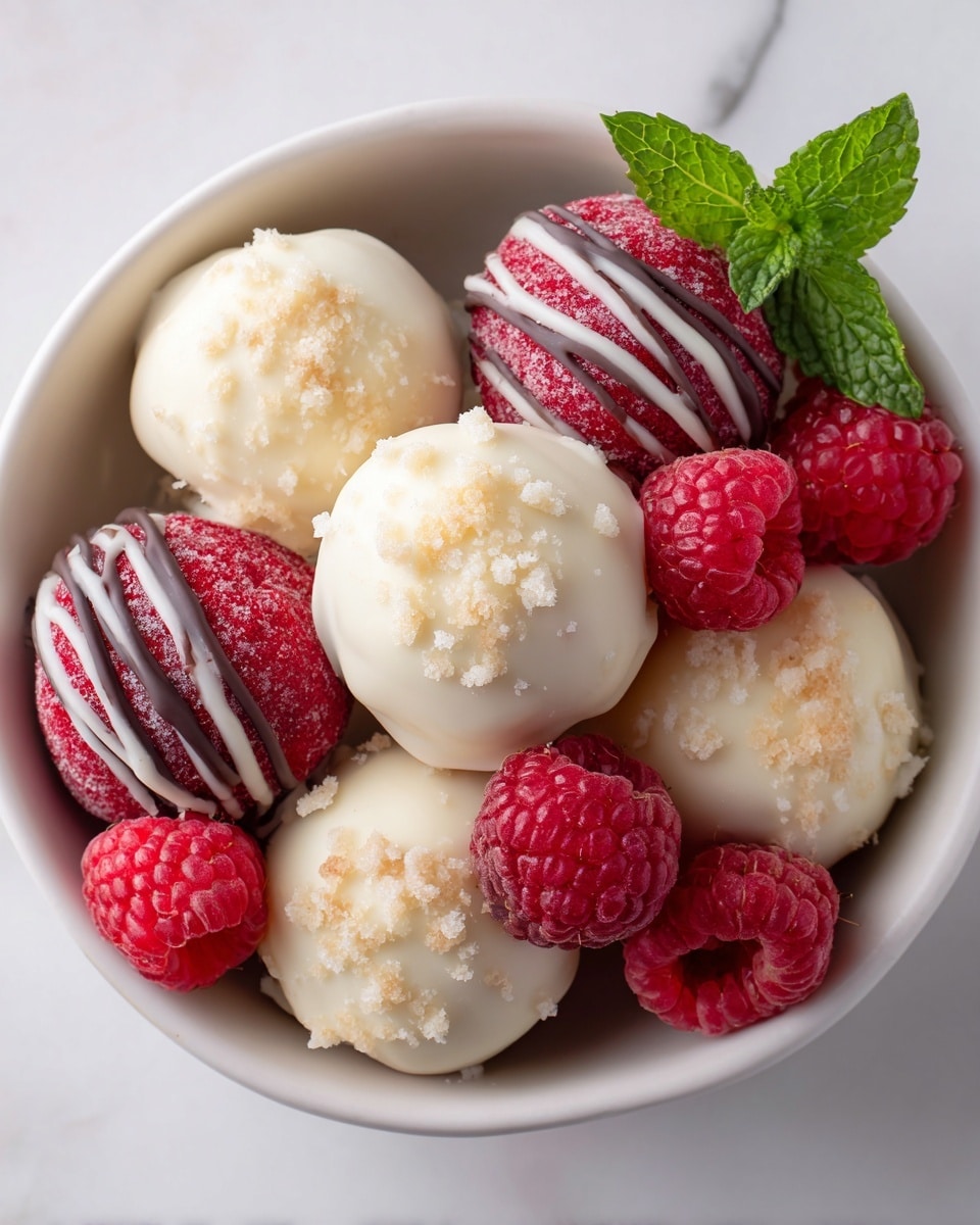 White Chocolate Raspberry Cheesecake Balls Recipe - Recipe Image
