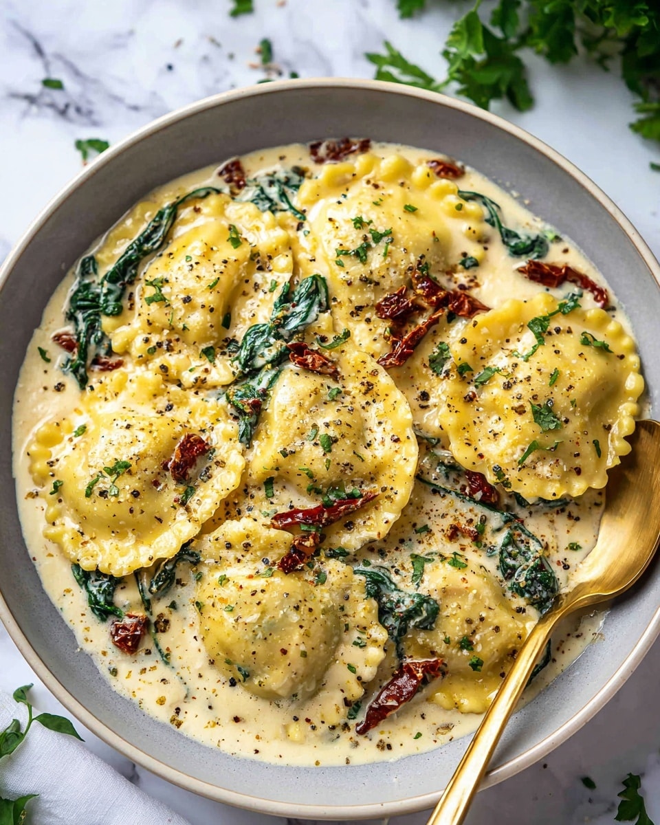 Creamy Tuscan Ravioli Recipe - Recipe Image
