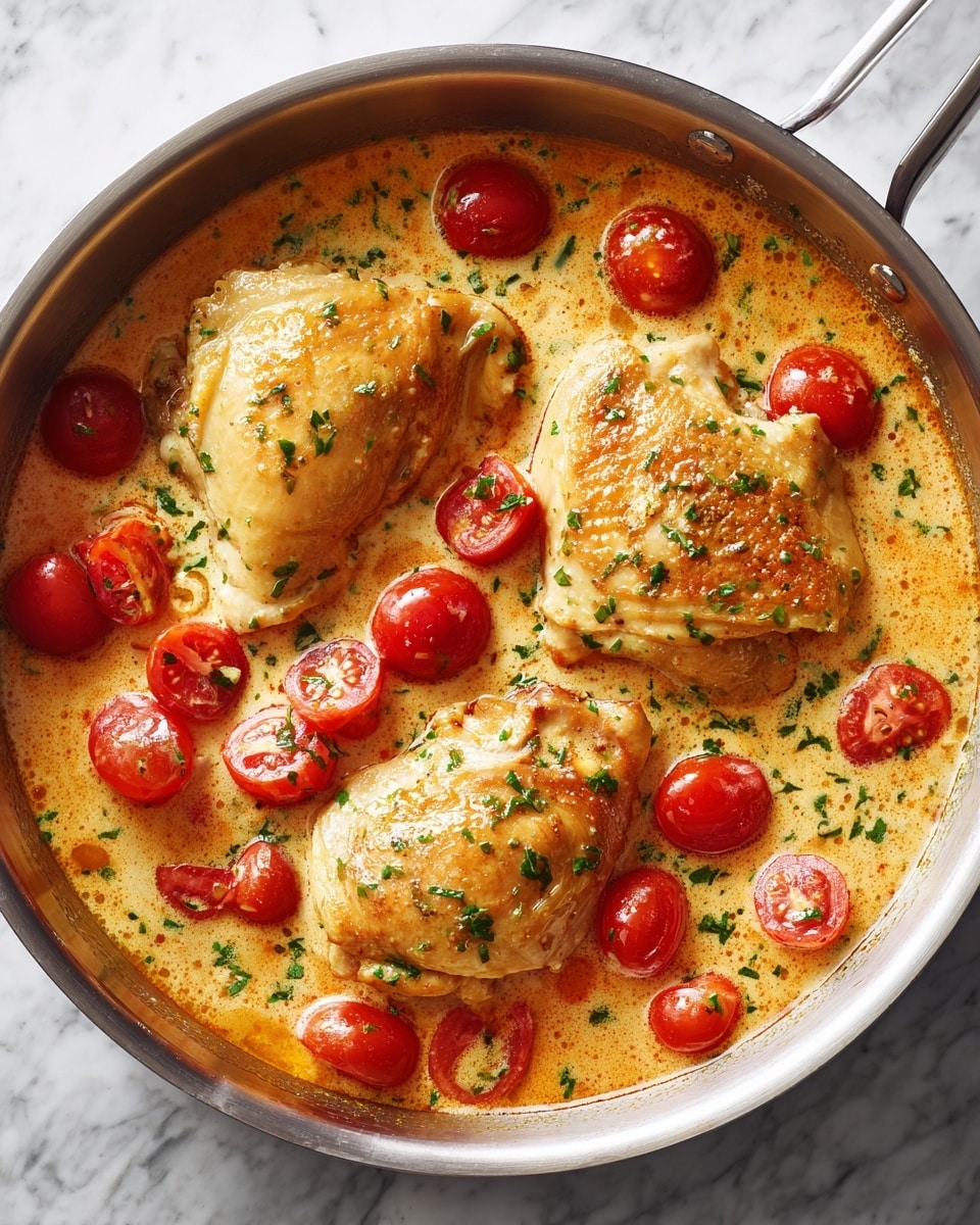 Creamy Pesto Chicken with Roasted Tomatoes Recipe - Recipe Image