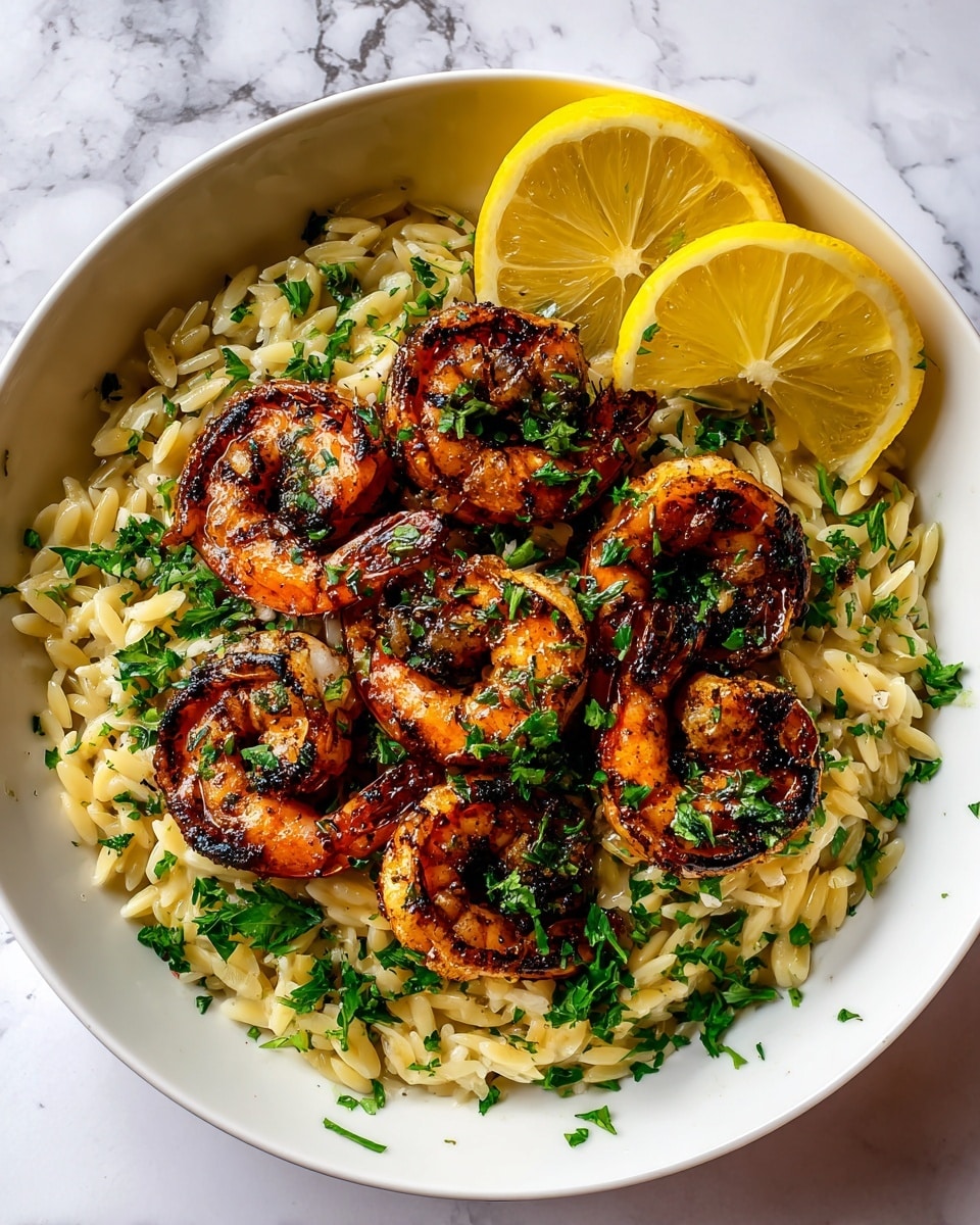 Shrimp Orzo with Lemon Garlic Sauce Recipe - Recipe Image