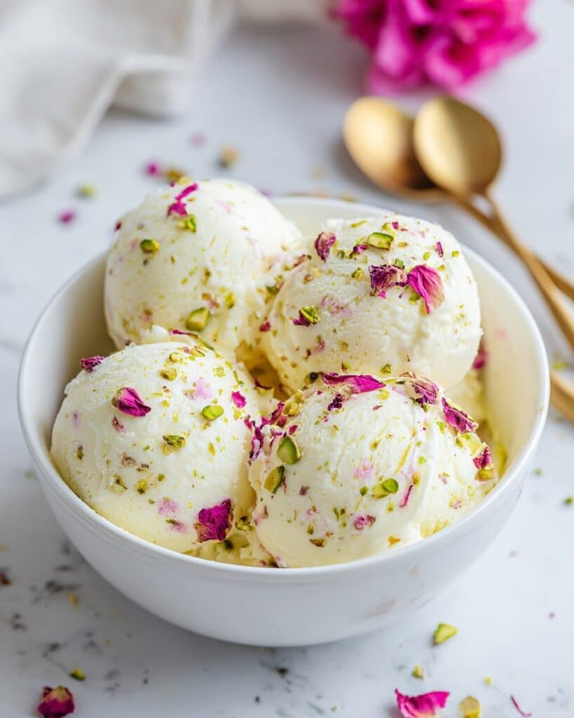 Rose Pistachio Cheesecake Ice Cream Recipe