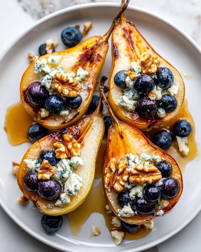 Baked Pears with Berries, Honey, Walnuts & Blue Cheese Recipe