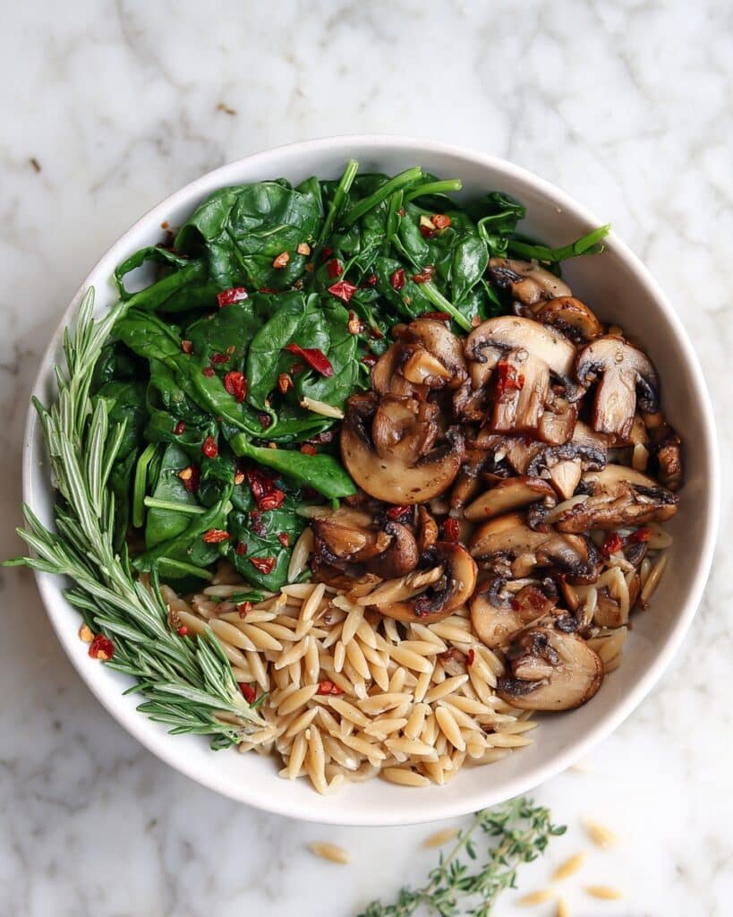 Creamy Spinach and Mushroom Orzo Recipe