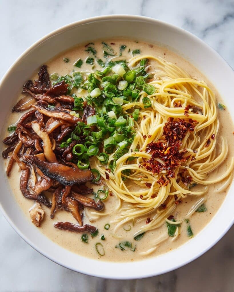 Fiery Chicken Ramen with Creamy Garlic Sauce Recipe