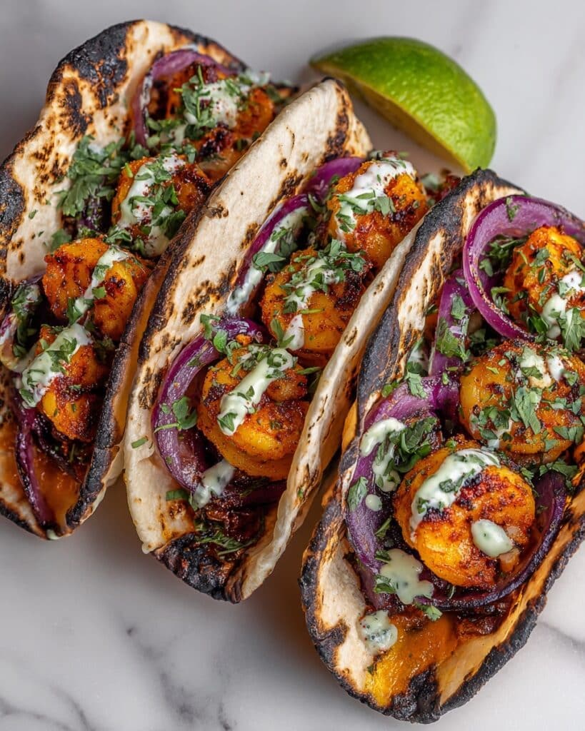 Quick Shrimp Tacos with Creamy Sauce and Fresh Veggies Recipe