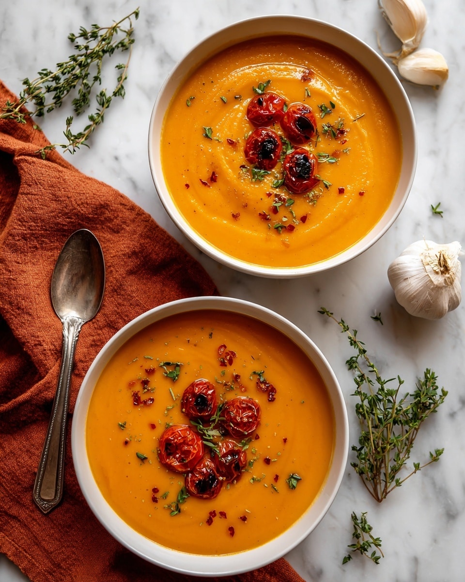 Creamy Roasted Tomato and Garlic Soup Recipe - Recipe Image