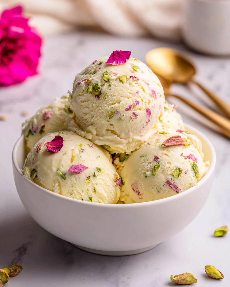 Rose Pistachio Cheesecake Ice Cream Recipe - Recipe Image