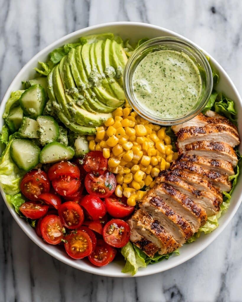 Grilled Chicken Bowl with Creamy Avocado Sauce & Veggies Recipe