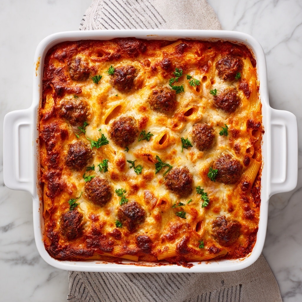 Cheesy Meatball Pasta Bake Recipe