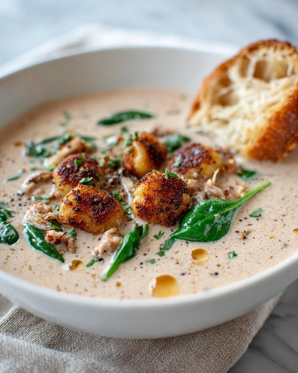 Creamy Chicken Gnocchi Soup with Garlic Recipe - Recipe Image