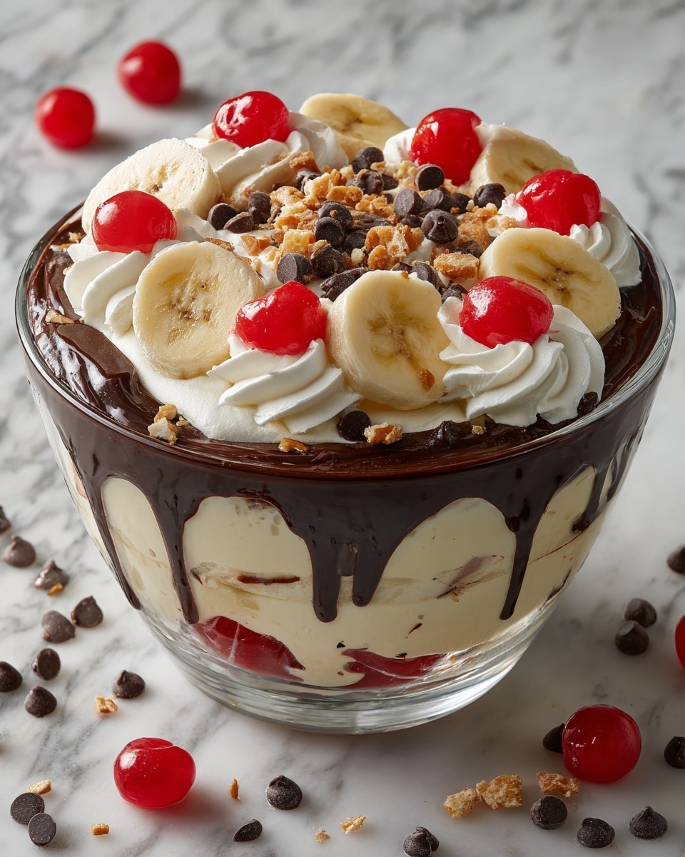 No-Bake Chocolate Banana Split Trifle Recipe - Recipe Image