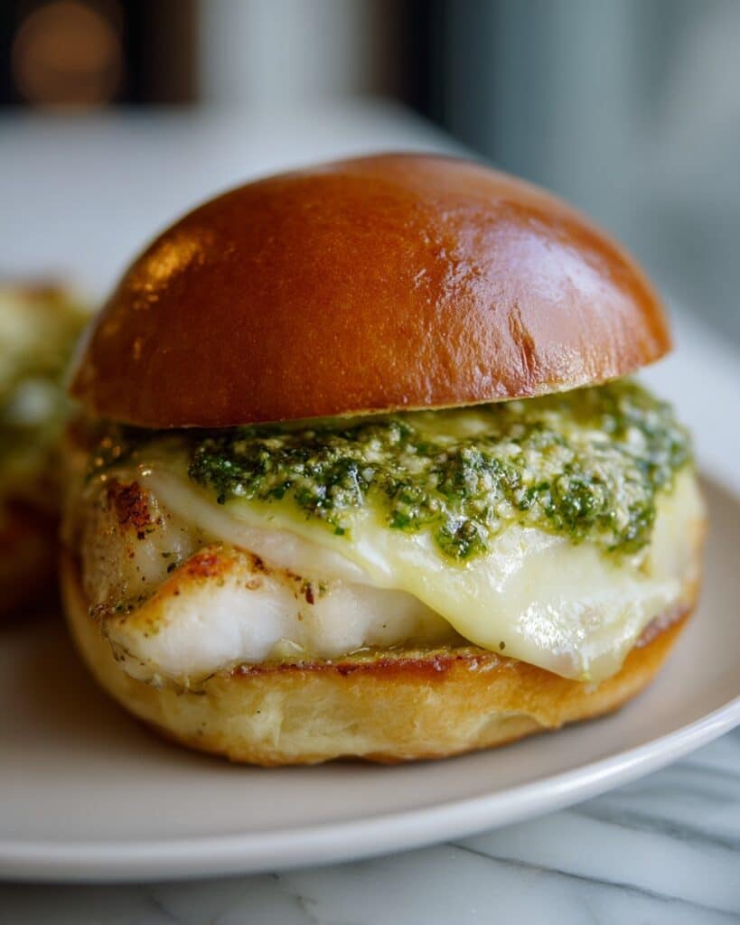 Cheesy Garlic Pesto Chicken Sliders Recipe