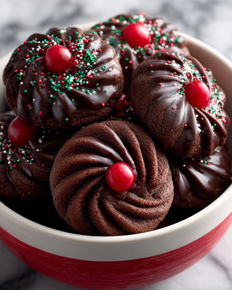 Piped Chocolate Butter Cookies Recipe - Recipe Image