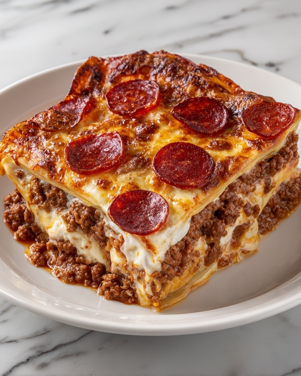 Cheesy Pizza Burger Bake Recipe - Recipe Image