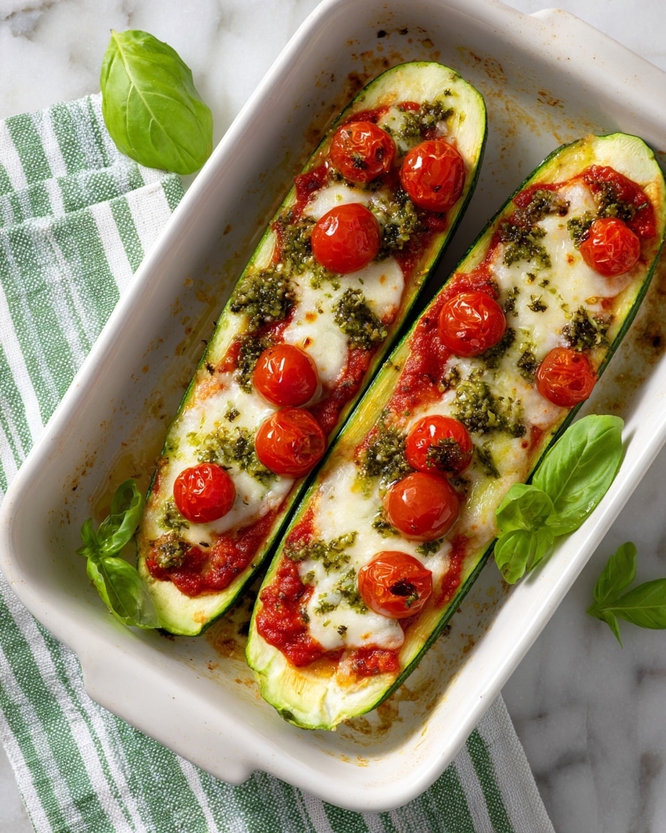 Caprese Stuffed Zucchini Boats Recipe - Recipe Image