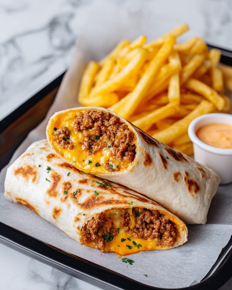 Cheesy Beef Burritos with Fries Recipe - Recipe Image
