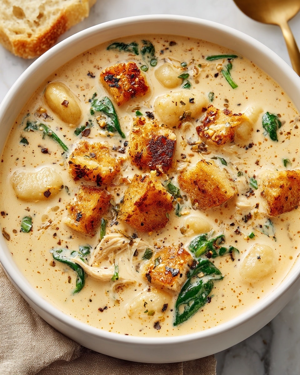 Creamy Chicken Gnocchi Soup with Garlic Recipe - Recipe Image