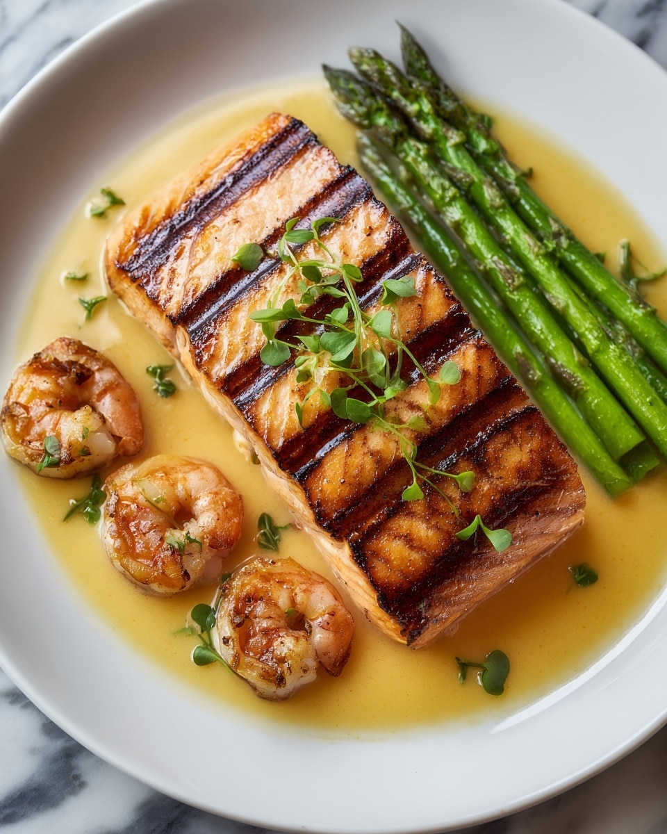 Lemon Butter Salmon and Shrimp Skillet Recipe - Recipe Image