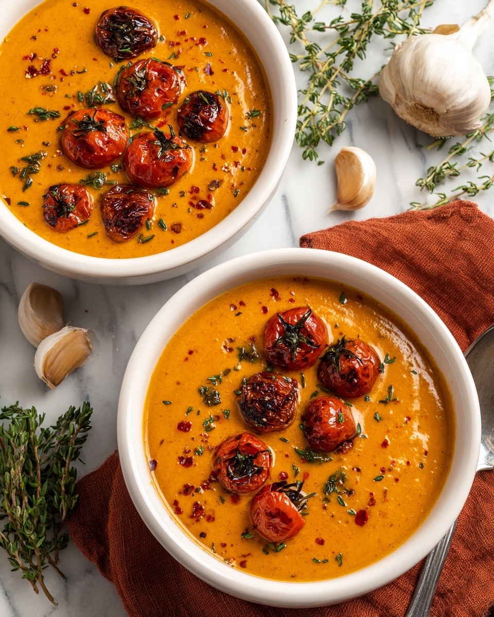 Creamy Roasted Tomato and Garlic Soup Recipe - Recipe Image