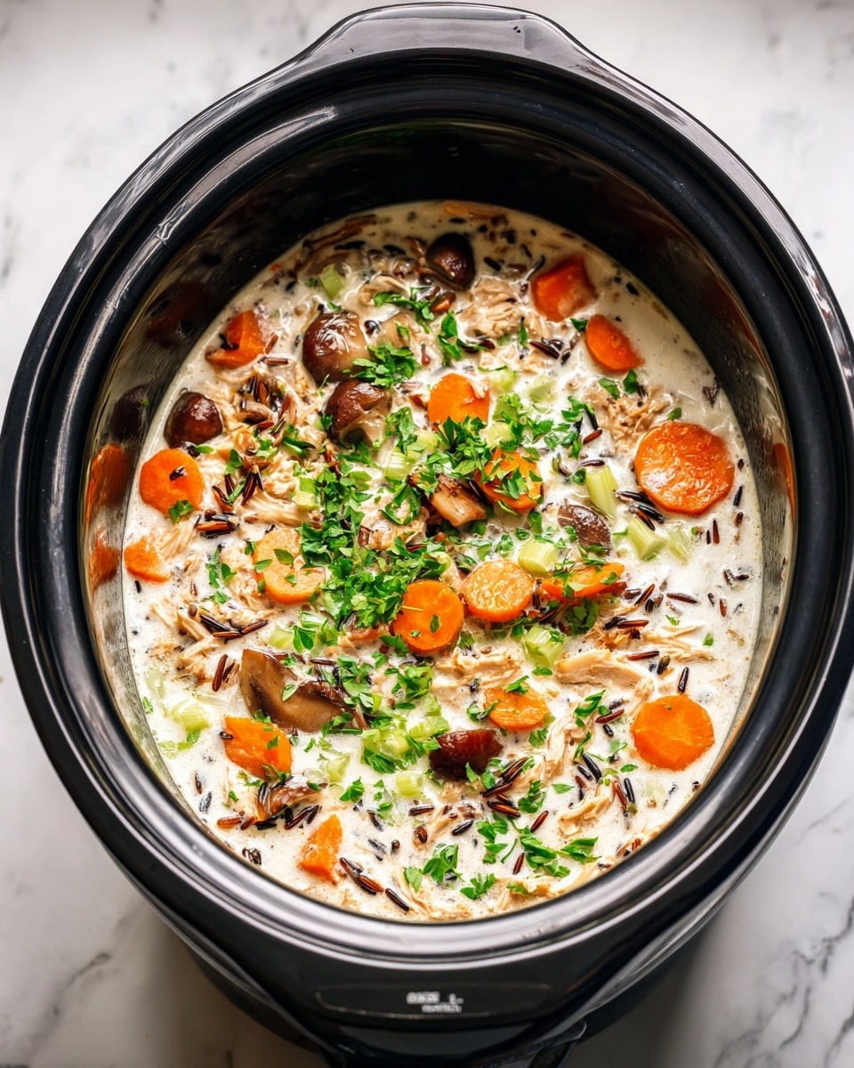 Slow Cooker Creamy Chicken and Wild Rice Soup Recipe - Recipe Image