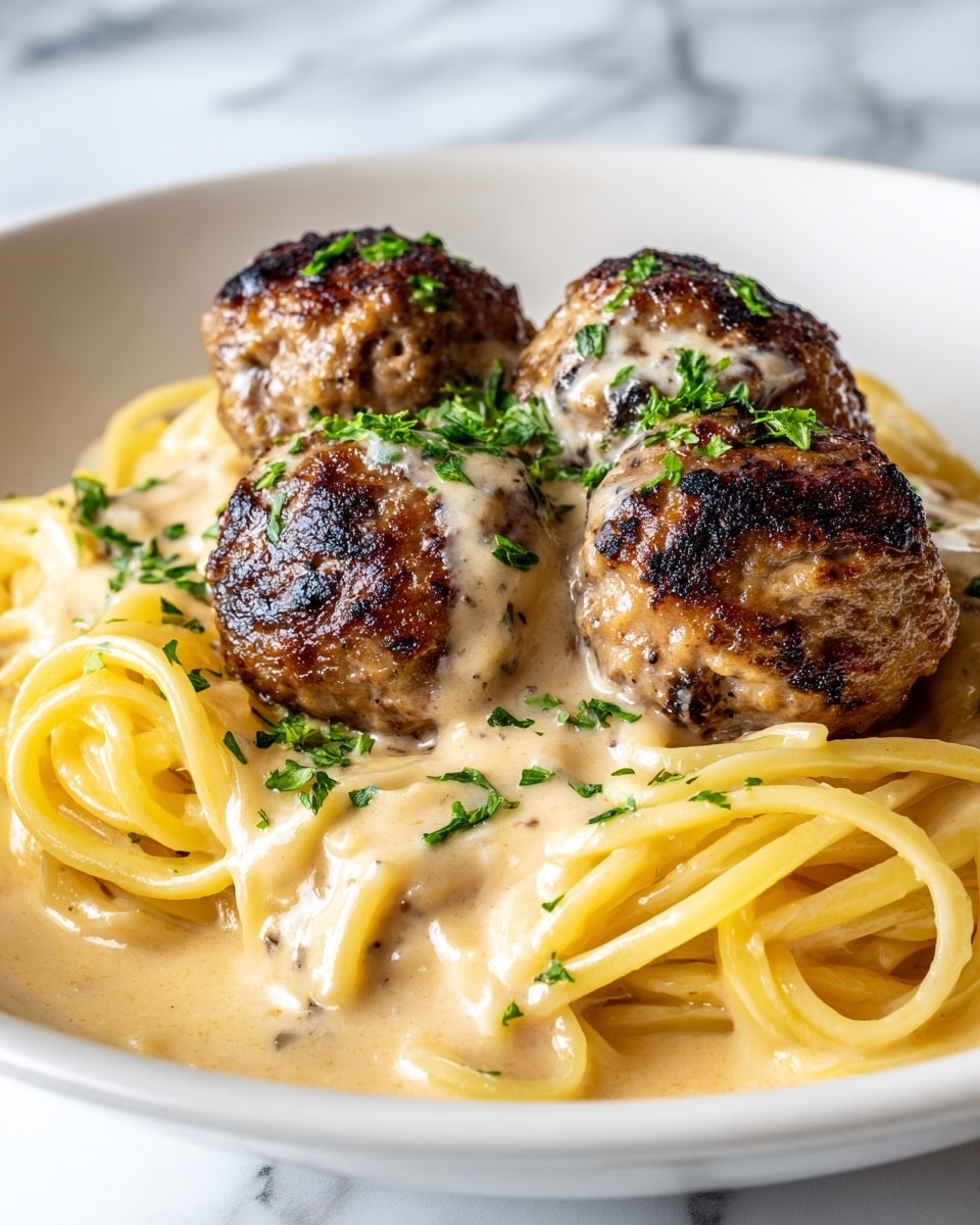 Garlic Butter Chicken Balls with Creamy Parmesan Pasta Recipe - Recipe Image