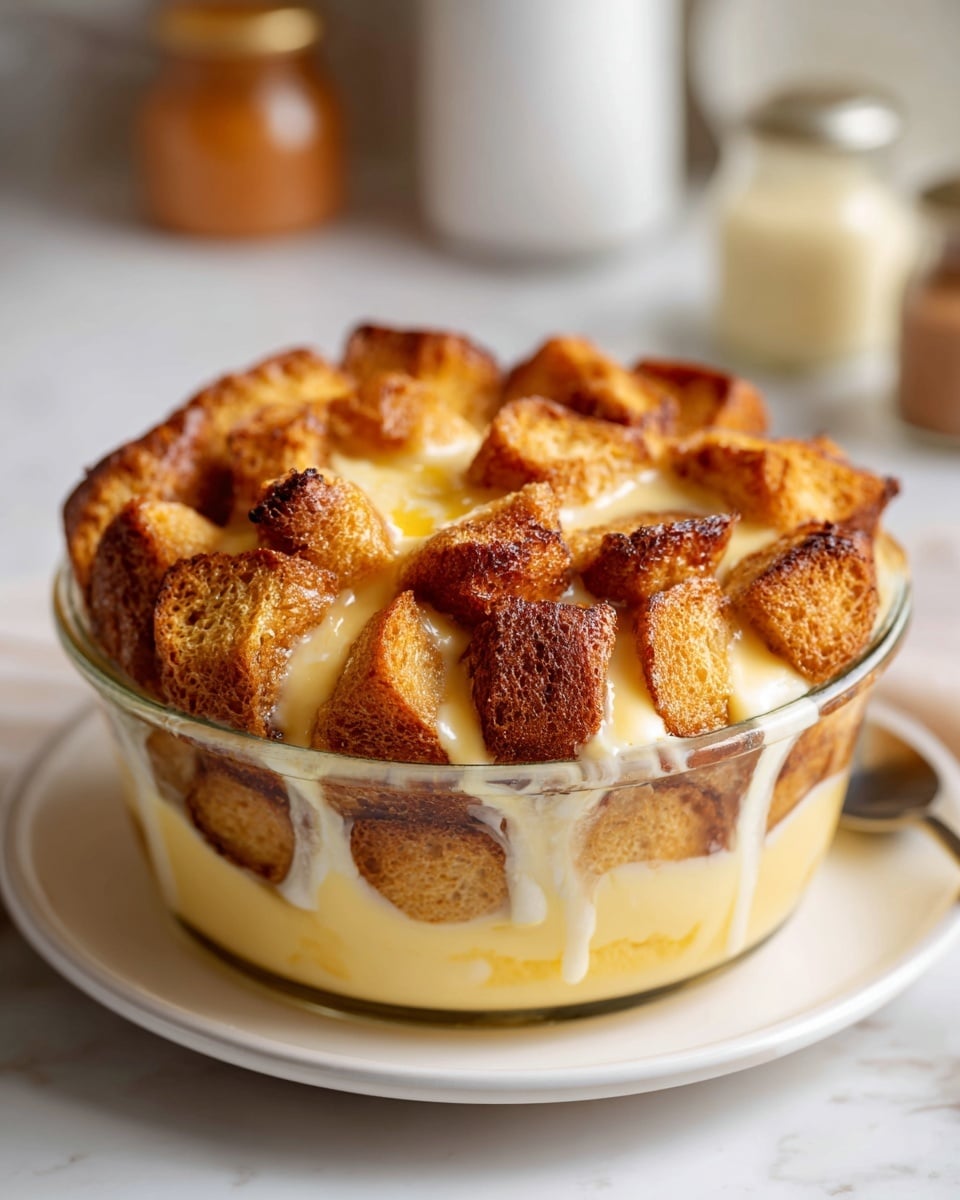 Custard Bread Pudding with Vanilla Sauce Recipe - Recipe Image