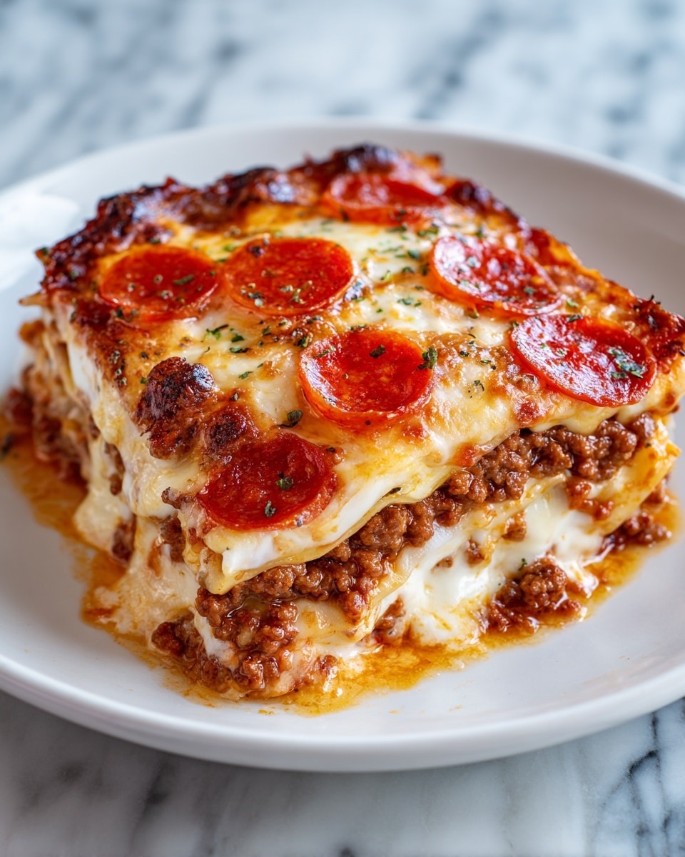 Cheesy Pizza Burger Bake Recipe - Recipe Image