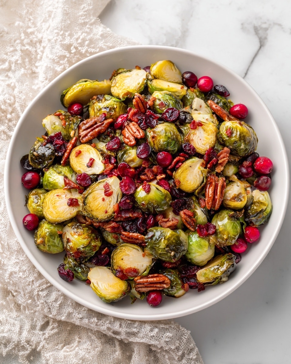 Balsamic Roasted Brussels Sprouts with Cranberries & Pecans Recipe - Recipe Image
