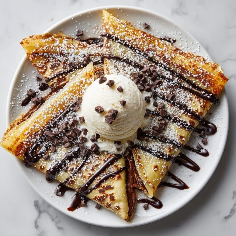 Chocolate Brownie Dessert Crepes with Ice Cream & Chocolate Drizzle Recipe