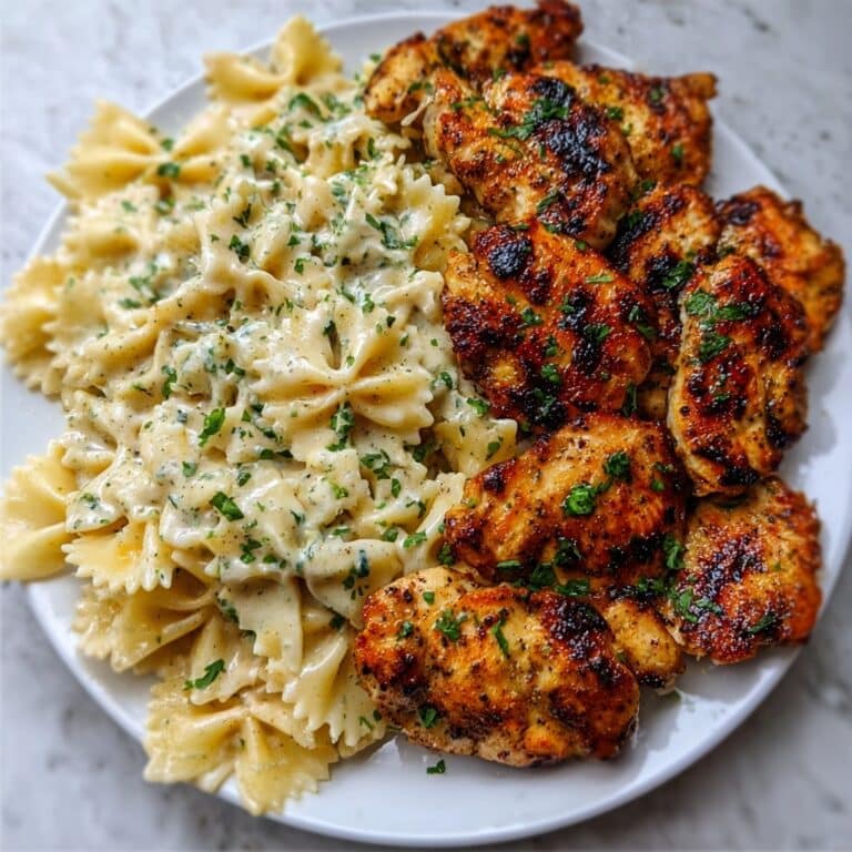 Lemon Garlic Chicken with Creamy Bowtie Pasta Recipe