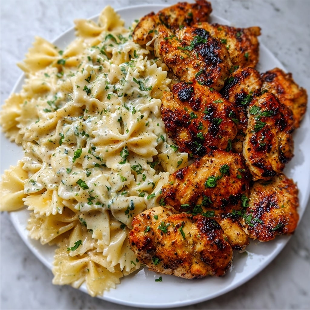 Lemon Garlic Chicken with Creamy Bowtie Pasta Recipe