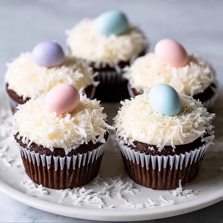 Easter Chocolate Ganache Cupcakes with Coconut Frosting Recipe